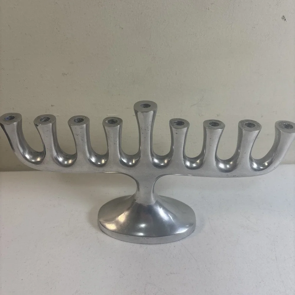 Menora Crate and Barrel Polished Aluminum 11
